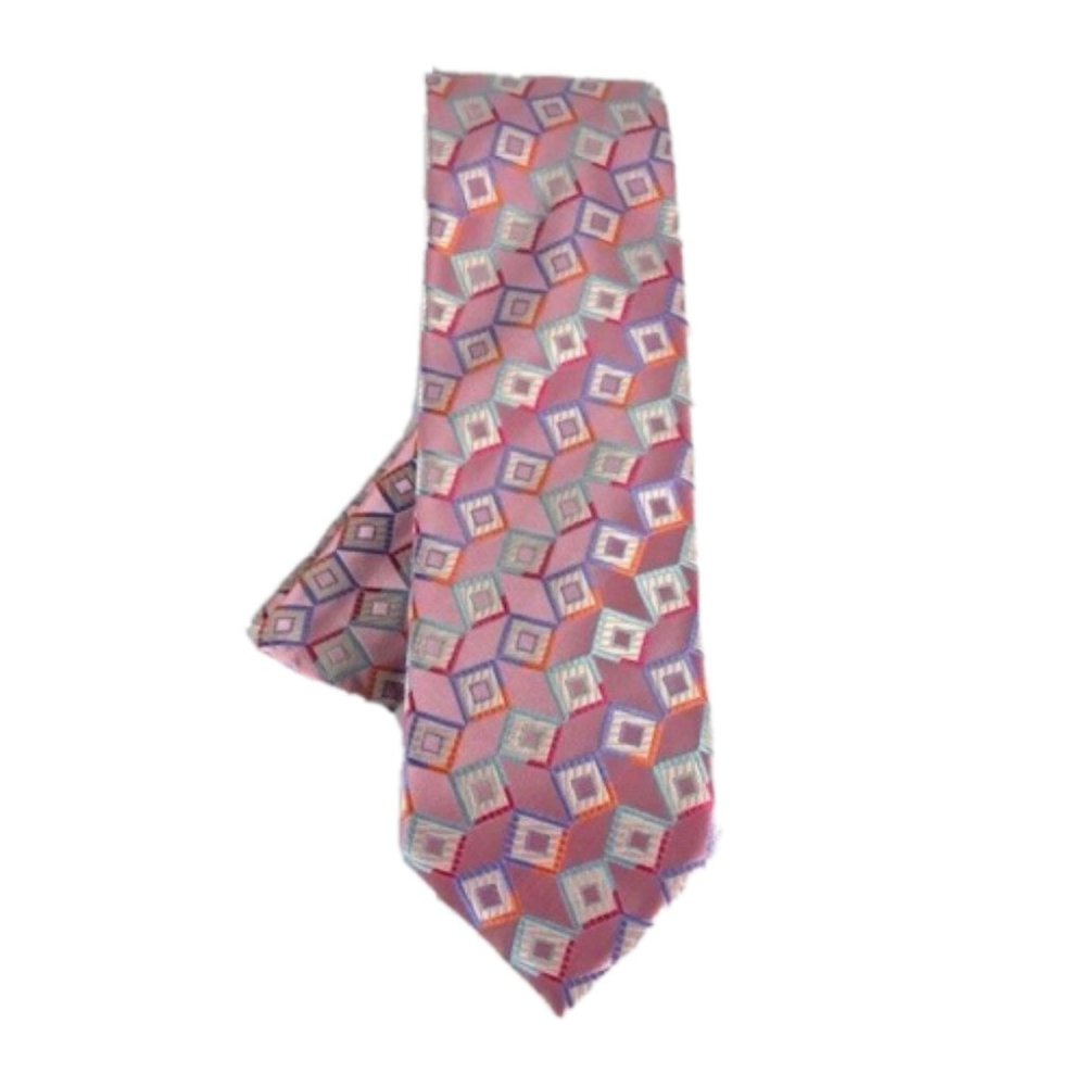 Barcelona Cravatte Men's Tie & Hanky Set Pink Orange Fuchsia Teal Cobalt Blue 3"
